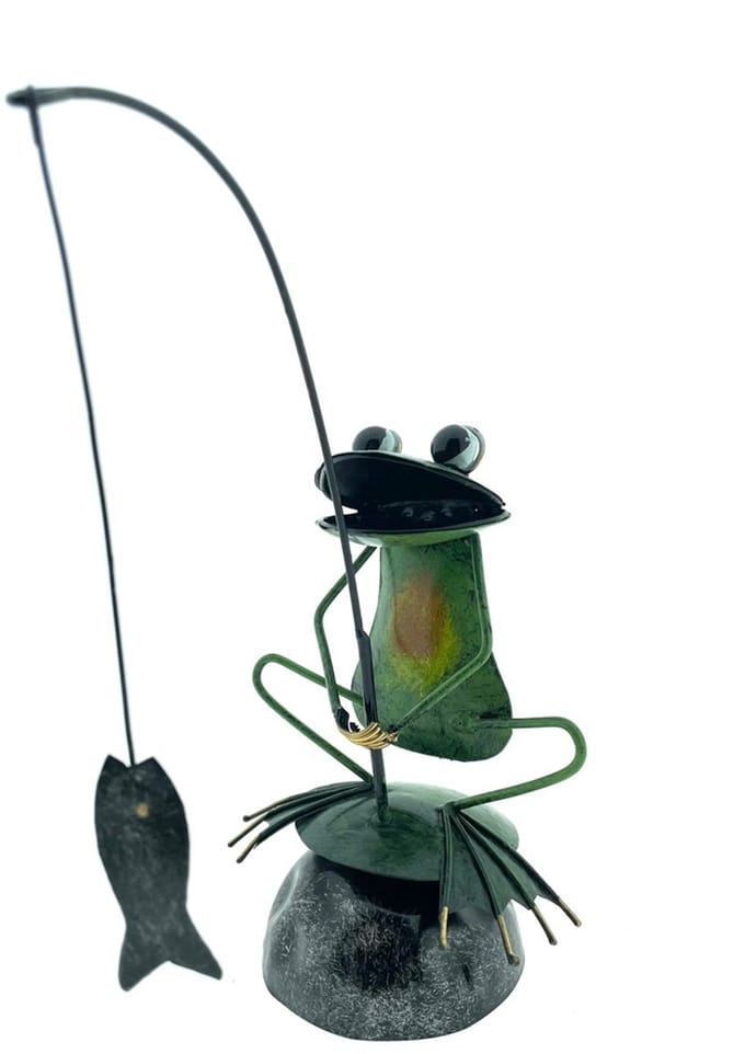 Metalen vissende kikker Otto XL 40 cm