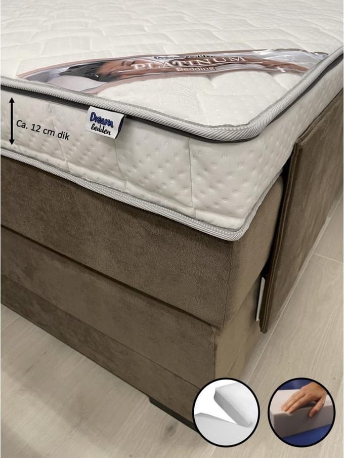 Splitopper 180x210 - Platinum - 12 cm dik - Bamboo Hoes - Hybride Schuim - Topdekmatras
