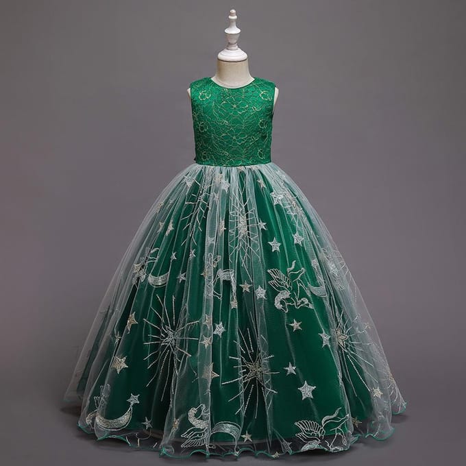 Meisjesjurk Prinses Bruiloft Kinderkostuum Meisjeskleding Kinderkleding 120cm groen