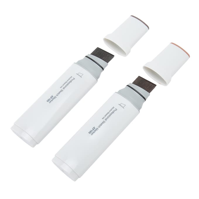 2 stuks Jumbo Markers Professioneel Sneldrogend Gelijkmatige Inktabsorptie Alcoholische Markers met Grote Brede Punt bruin