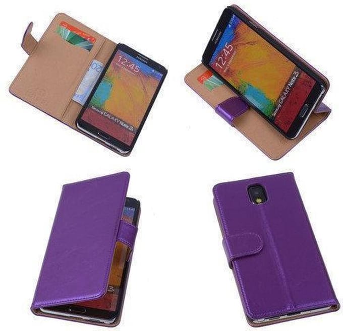 PU Leder Lila Samsung Galaxy Note 3 Neo Book/Wallet Case/Cover Hoesje