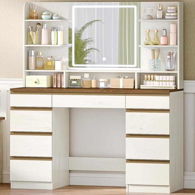 Kaptafel met Spiegel en Verlichting - Make-up Tafel - Make-up tafel - Organizer