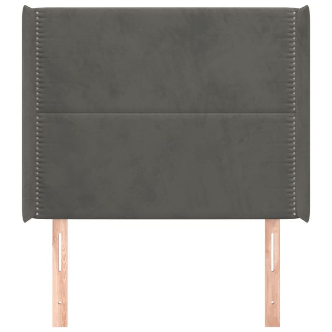 vidaXL - Hoofdbord - met - randen - 93x16x118/128 - cm - fluweel - donkergrijs
