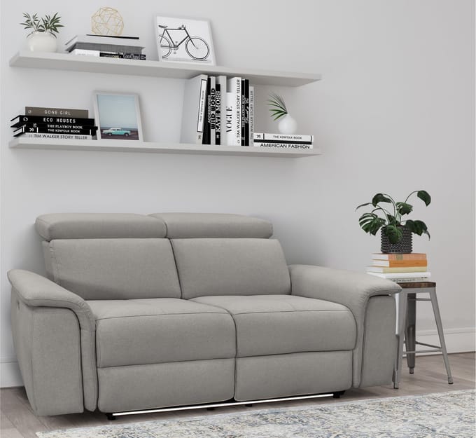 Pareli-Sofa 2-zits - Handmatige Relax - Grijs Stof
