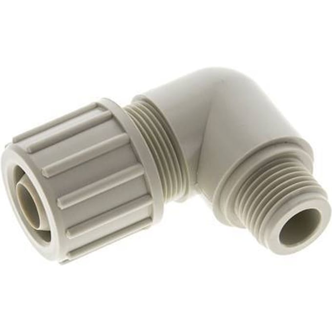 20x13mm & G1/2'' PP L-Vorm Knelfitting Buitendraad 10bar Kunststof en Polyamide