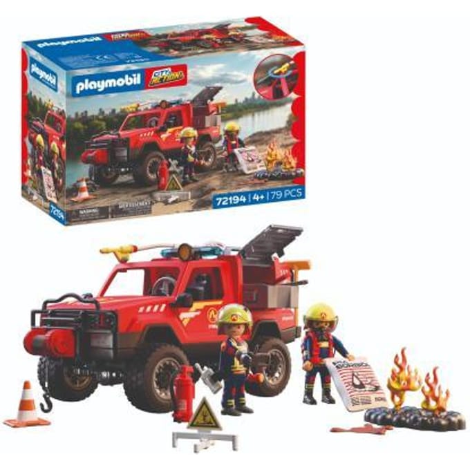 Playmobil City Action brandweer pick-up terreinwagen met watersproeifunctie.