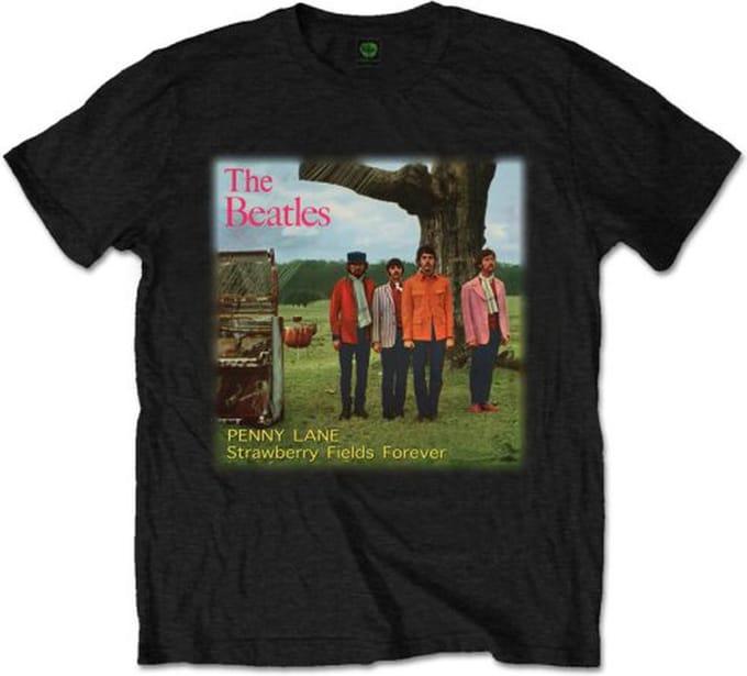 The Beatles - Strawberry Fields Forever Heren T-shirt - M - Zwart