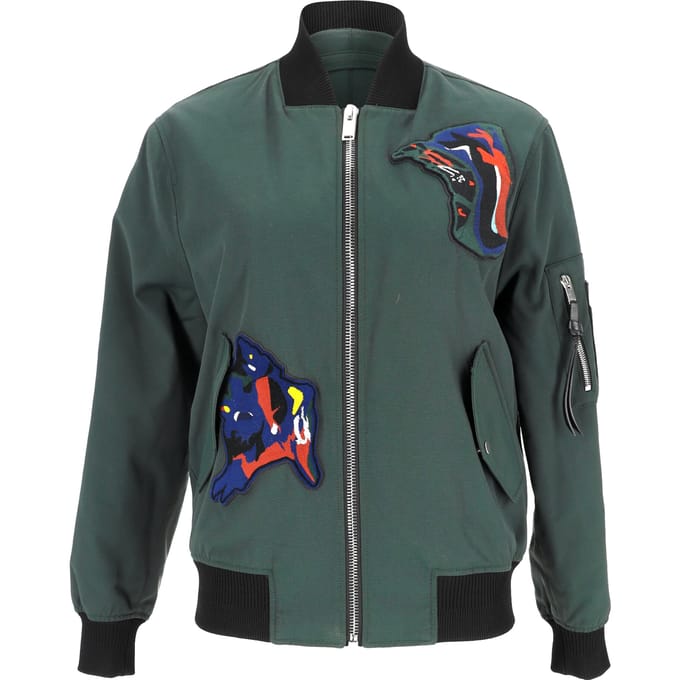 Proenza Schouler bomberjack met patches in olijfgroen polyamide