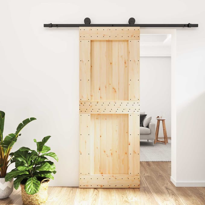 vidaXL - Schuifdeur - 80 - x - 210 - cm - Massief - Pine - Hout - (Onbehandeld)