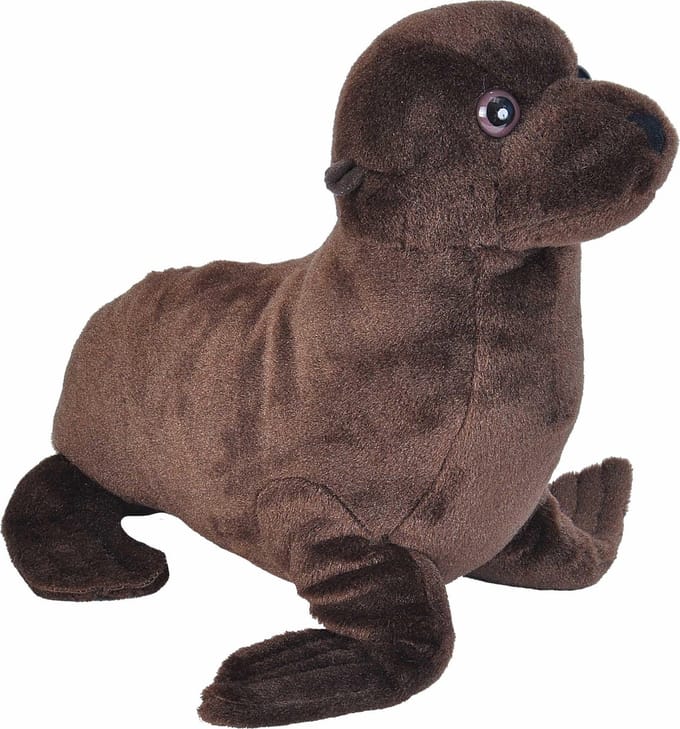 Wild Republic Zeeleeuw knuffel 35 cm - pluche - bruin - kraalogen - speelgoed