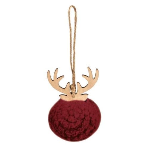 Kerst hanger rendier textiel en hout assorti