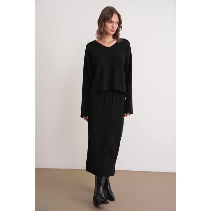 V-hals Breisel Sweater & Rok Co-ord Set