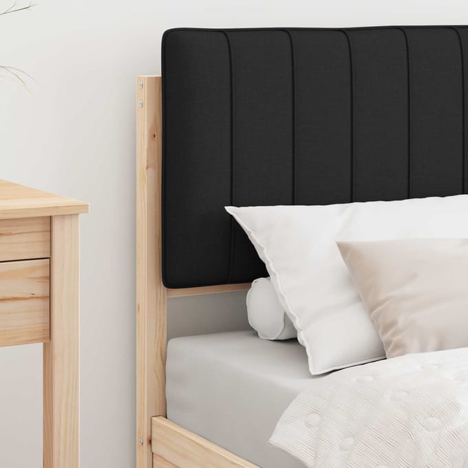 vidaXL - Bedframe - met - Gevoerde - Hoofdbord - Zwart - 75 - x - 190 - cm