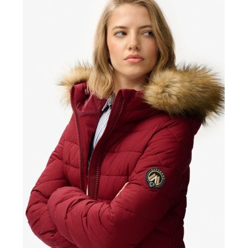 Superdry - Fuji Jas Met Capuchon En Imitatiebont - Dames - Gewatteerde jassen