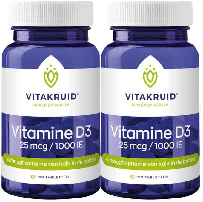 Vitakruid Vitamine D3 25mcg - 2 x 120 tabletten - Voordeelverpakking