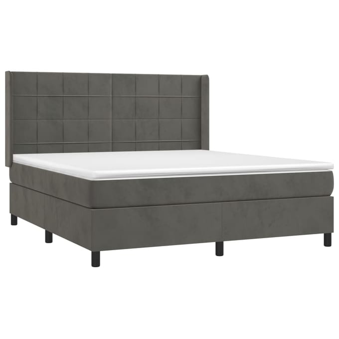 vidaXL - Boxspring - met - matras - fluweel - donkergrijs - 160x200 - cm