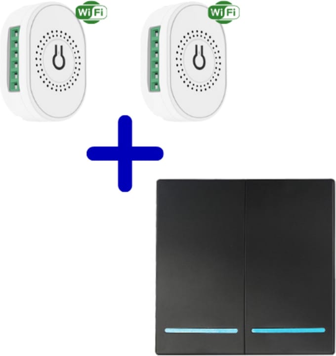 VH Control RF duo home combi - twee switches - wifi - zwart - dubbele "Line" schakelaar