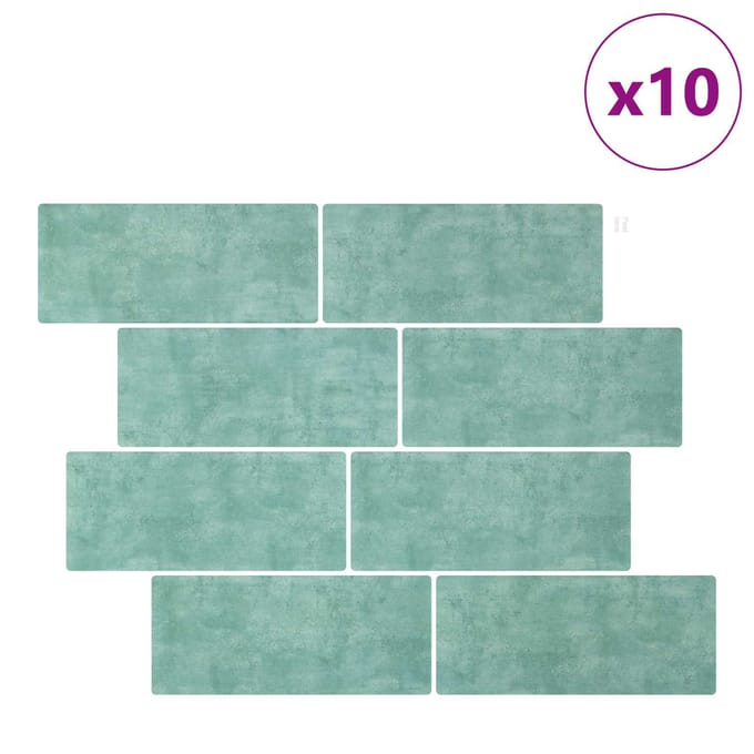vidaXL - Subway - tegel - 10 - st - Grijs - Groen - 29 - x - 21 - cm - Polyurethaan - en - PET