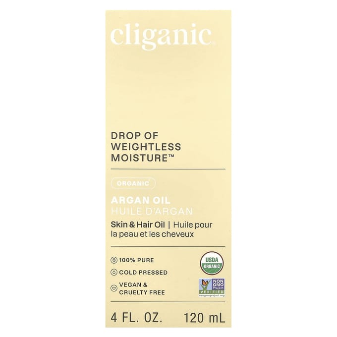 Cliganic, Drop ofweightless Moisture™, Huile d'Argan Bio, 4 fl oz (120 ml) gray