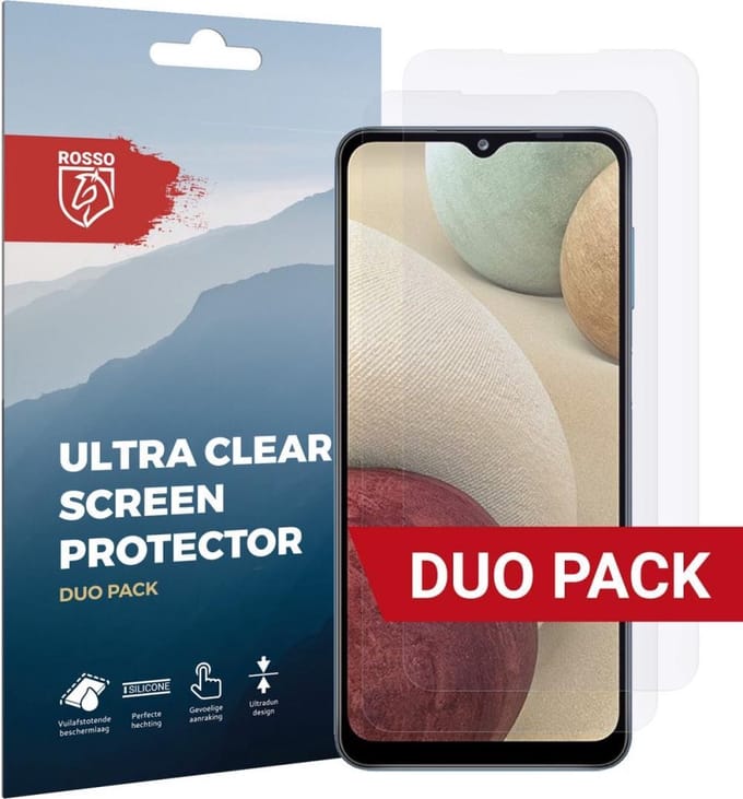 Rosso Screen Protector Ultra Clear Duo Pack Geschikt voor Samsung Galaxy A12 | TPU Folie | Case Friendly | 2 Stuks