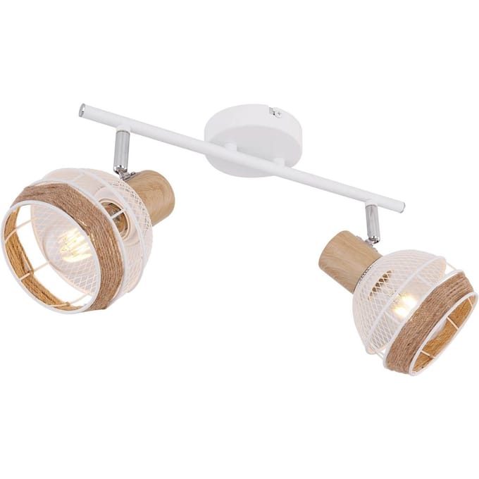 Globo Plafondlamp Widy met henneptouw-decoratie, 2-lamps