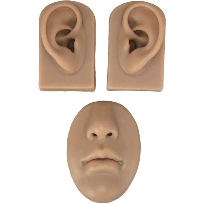 Modèle 3D de Nez et de Bouche Modèle d'Oreille en Silicone Accessoires d'Affichage de Simulation pour Piercing Pratique de Suture beige