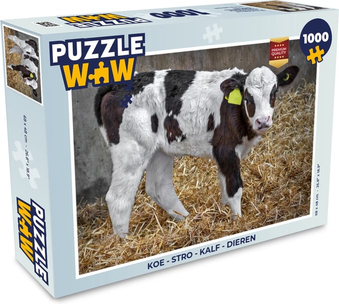 Puzzel Koe - Stro - Kalf - Dieren - Legpuzzel - Puzzel 1000 stukjes volwassenen