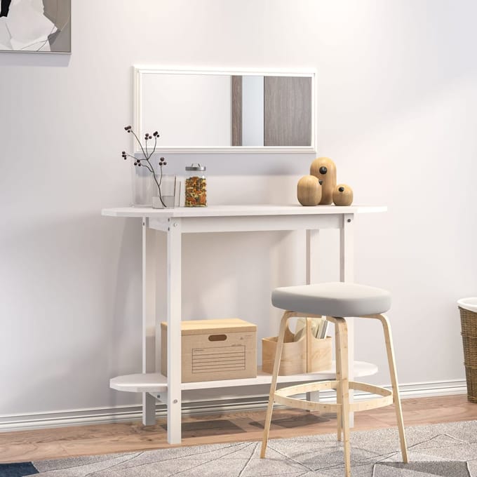 vidaXL - Wandtafel - 110x40x80 - cm - massief - grenenhout - wit