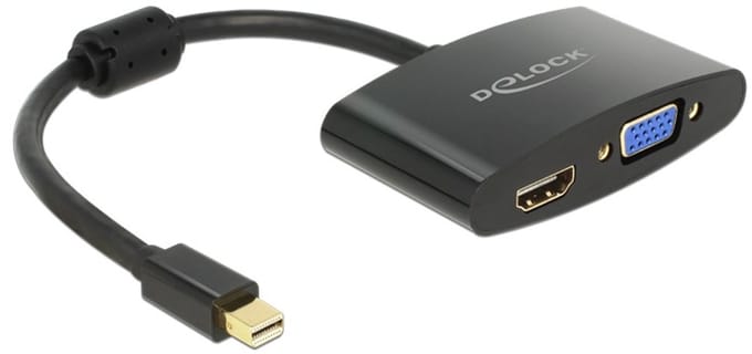 Premium Mini DisplayPort 1.1a naar HDMI en VGA adapter / zwart - 0,20 meter