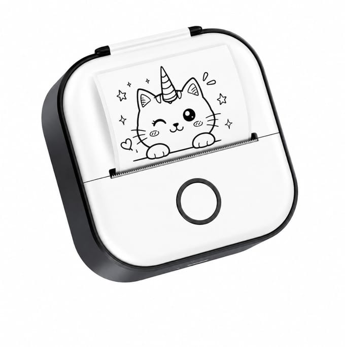 BSS® Mini Printer - Fotoprinter - Fotoprinter Voor Smartphone - Labelprinter - 8,6 x 8,6 x 3,5 cm - Zwart