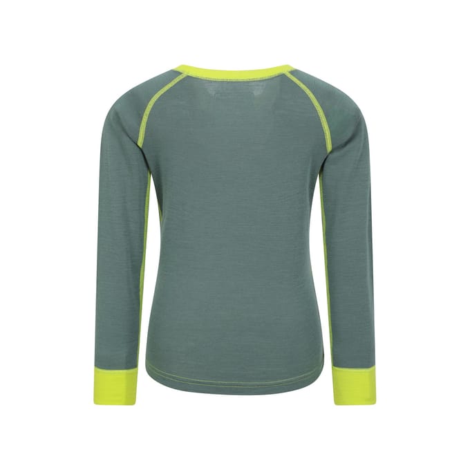 Mountain Warehouse Kinder/Kids Merino II Ronde Hals Base Layer Top (Kaki Groen)