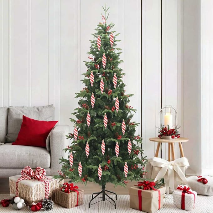 vidaXL Kerst Spiralvorm Bal 40 st Rood 3 x 11 cm Kunststof