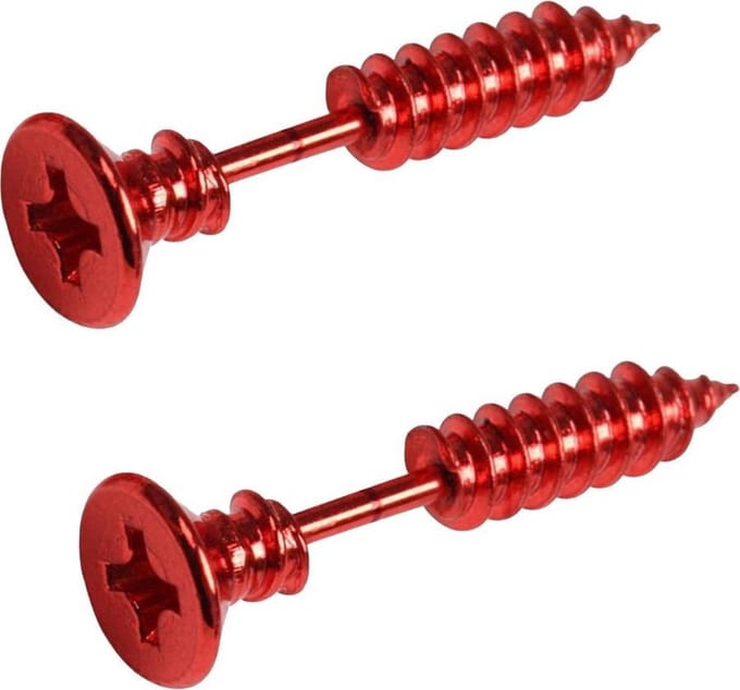 Fako Bijoux® - Oorbellen - Schroef - Schroeven - Rood