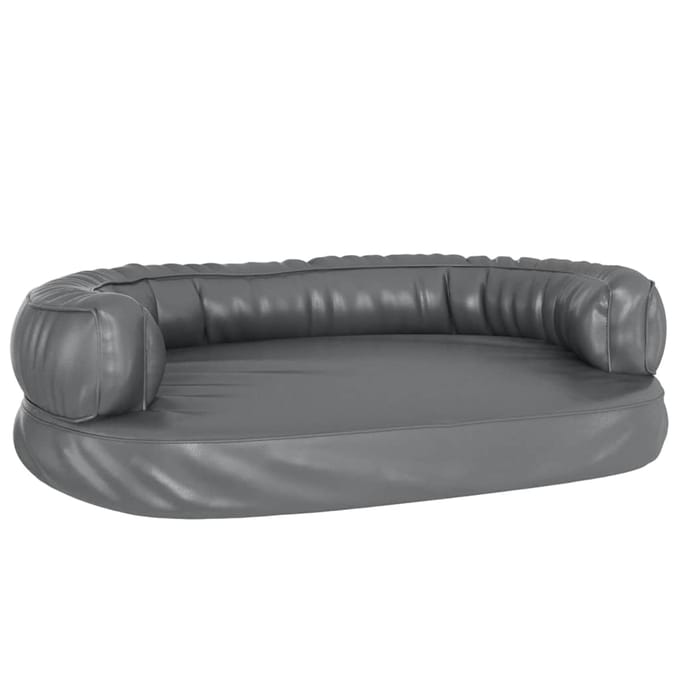 vidaXL Hondenmand met ergonomisch schuim 75x53 cm kunstleer grijs
