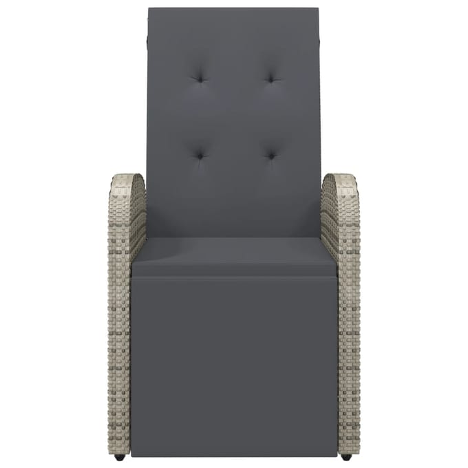 vidaXL - Tuinstoel - verstelbaar - met - kussen - poly - rattan - grijs