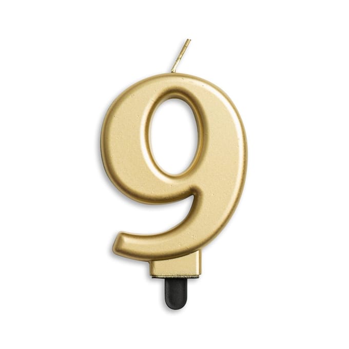 Wefiesta Verjaardagskaars Cijfer 9 Wax 7,8 Cm Goud