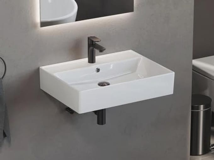 Vierkante keramische wastafel voor gastentoilet – 60 x 46 cm, modern ontwerp