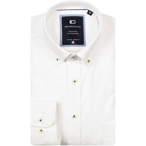 Giordano – Brando – Heren – Overhemd – Oxford - Soft Washed – Wit – 527007-10