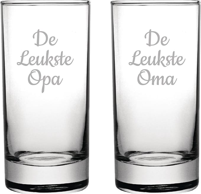 Gegraveerde longdrinkglas 28,5cl De Leukste Opa- De leukste Oma