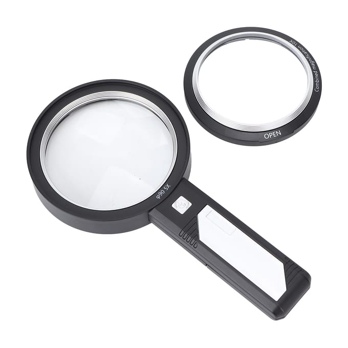 5X 10X Handheld Vergrootglas Ergonomisch Handvat 6 stuks LED Licht Leesloep voor Ouderen