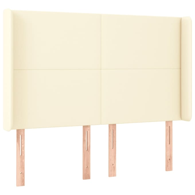 vidaXL - Hoofdbord - LED - 147x16x118/128 - cm - kunstleer - crèmekleurig