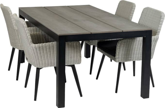 Tuinset Pisa/Cyprus | 4 personen | Rechthoekig 180 cm | Wicker & polywood