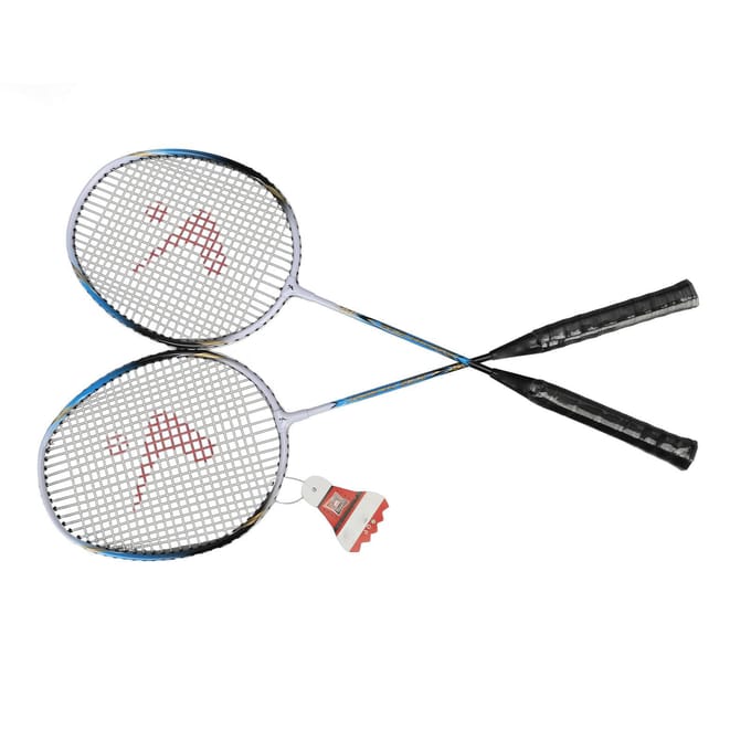 1 Paar Blauwe Badminton Racket Set Aluminiumlegering Comfortabele Handgreep Antislip Badminton Racket Kit gray