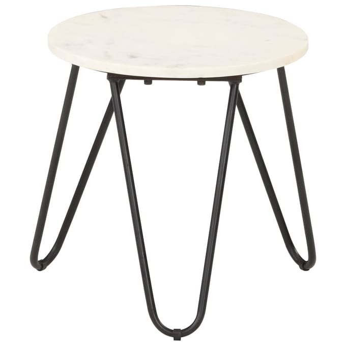 vidaXL - Salontafel - 40x40x40 - cm - echt - steen - met - marmeren - textuur - wit