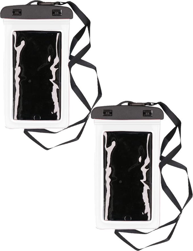 Bellatio Design Telefoonhoesje - 2x - wit - kunststof - 21 x 11,5 cm - waterdicht