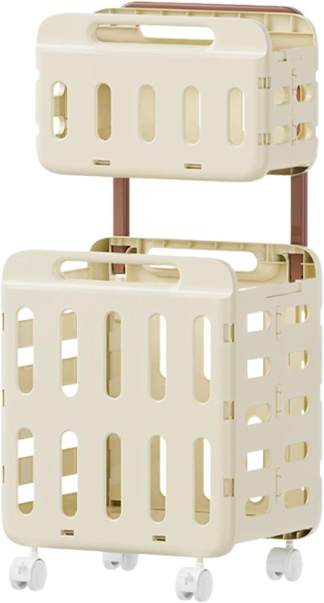 Wasrek Dubbellaags - Kleding Organizer - Was Sorteren - Antislip Onderkant - 496 x 444 x 134 cm - Romig