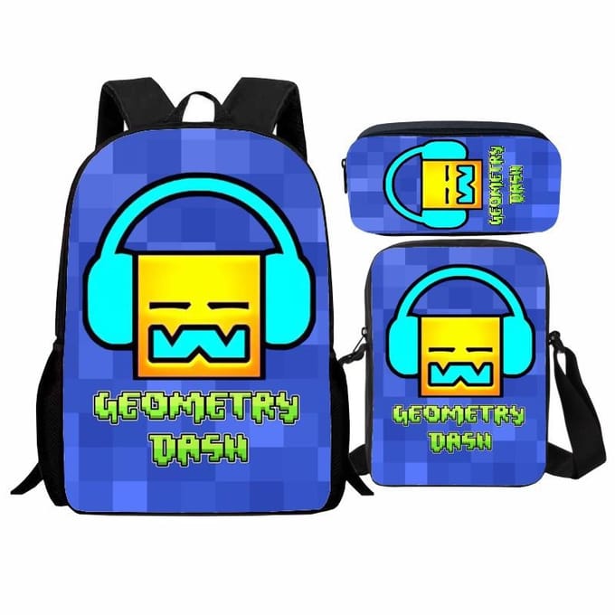 Geometry Dash Student Rugzak 3-delige Set, Geometry Dash Rugzak, Schoudertas, Etui