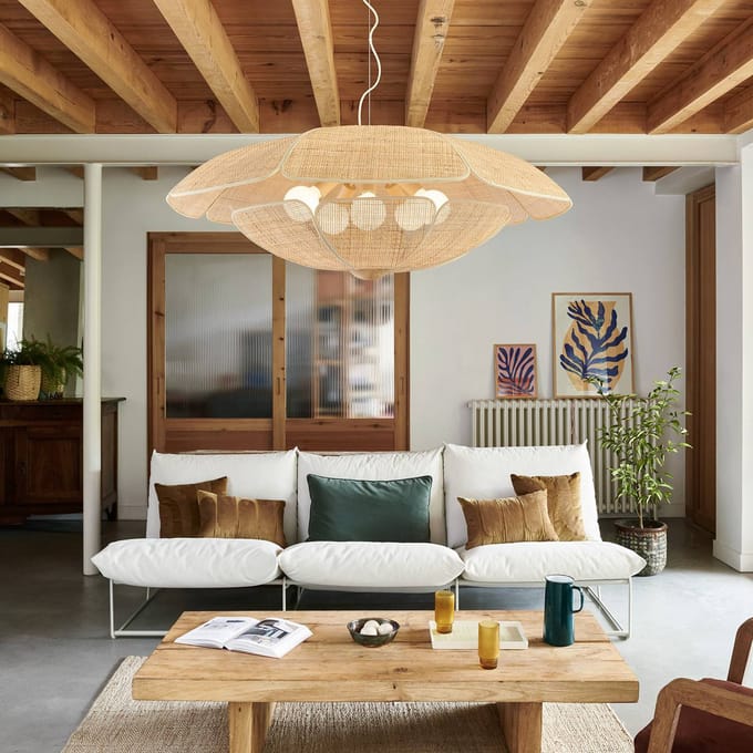 MARKET SET hanglamp Coquillage, 110 cm, naturelkleurig rotan