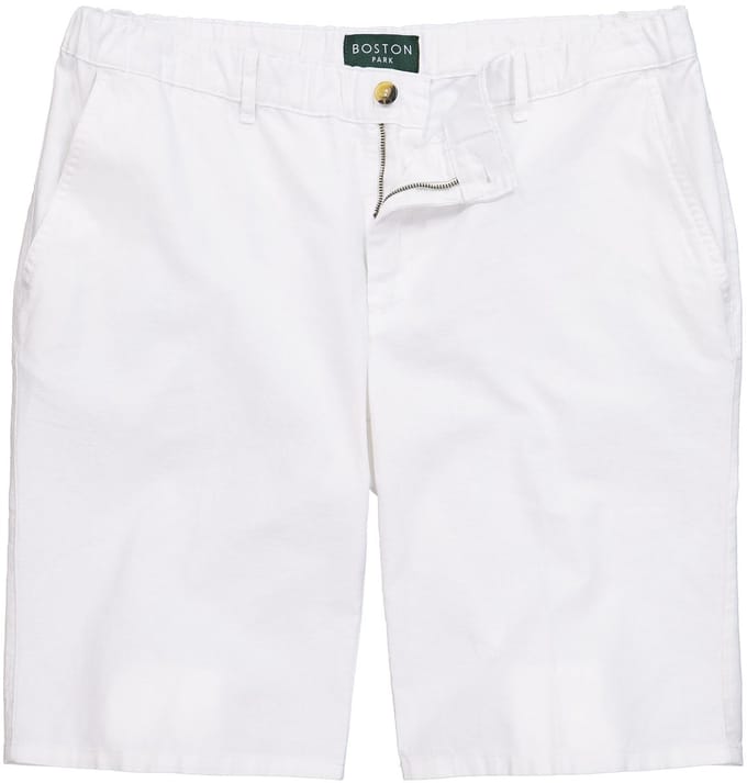 Boston Park - Heren - Linnenmix-Bermuda regular fit elastische tailleband - Sneeuwwit - Maat 64