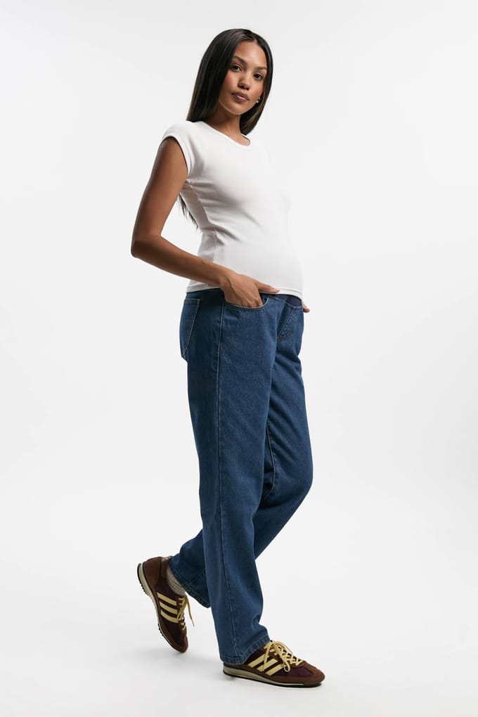 boohoo Dames Maternity Over The Bump Mom Jeans | Medium Gebleekt | Maat: 44